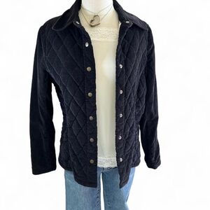 Kim Rogers Black Quilted Corduroy Utility Jacket - Size Petite Small